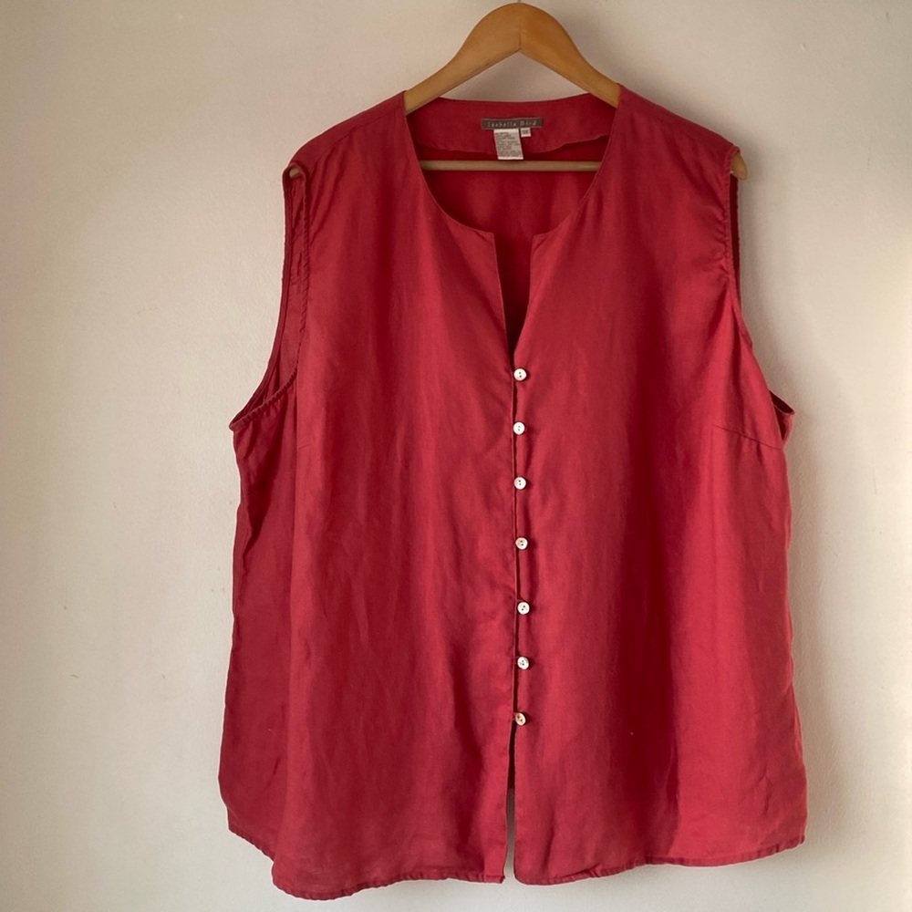 Isabella Bird 3X Scarlet Linen Tunic Vest